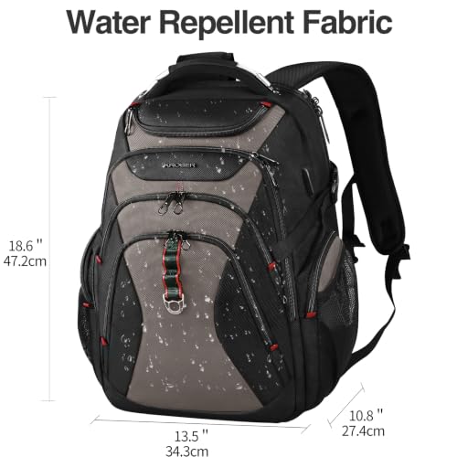 KROSER Laptop Backpack 17.3 Inch Computer Backpack for Men/Women/College - color: Black/Light Browm, size: 17.3 inch