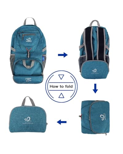 WATERFLY Small Lightweight Packable Backpack: 20l Hiking Daypack Man Woman - color: A-teal Blue