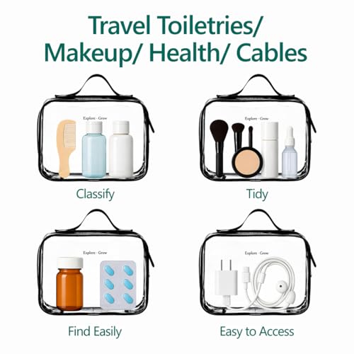 PACKISM Clear Makeup Bag Travel - TSA Approved Toiletry Bag, 2 Pack Black - color: 01 Elegant Black, size: Full Vacation (Mixed Sizes)