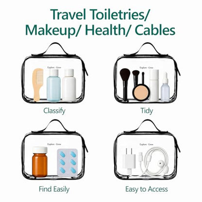 PACKISM Clear Makeup Bag Travel - TSA Approved Toiletry Bag, 2 Pack Black - color: 01 Elegant Black, size: Full Vacation (Mixed Sizes)
