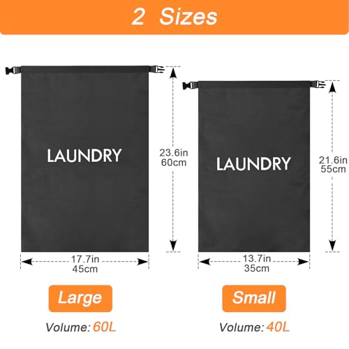 2 Pack Dirty Clothes Travel Bag, Waterproof Laundry Bag, Wet Dry Bag - color: Black