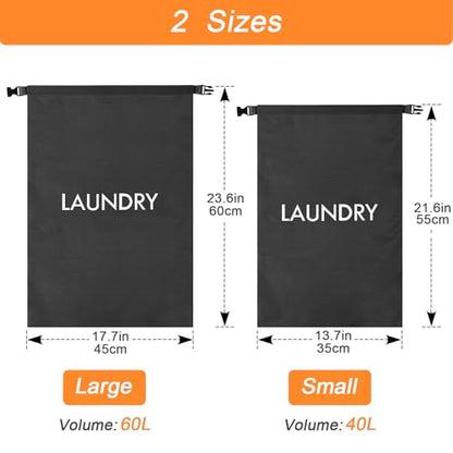 2 Pack Dirty Clothes Travel Bag, Waterproof Laundry Bag, Wet Dry Bag - color: Black