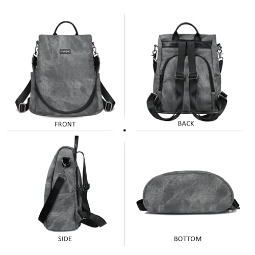 Fmeida Convertible Backpack Purse for Women Anti Theft Travel Backpack Grey - color: Grey