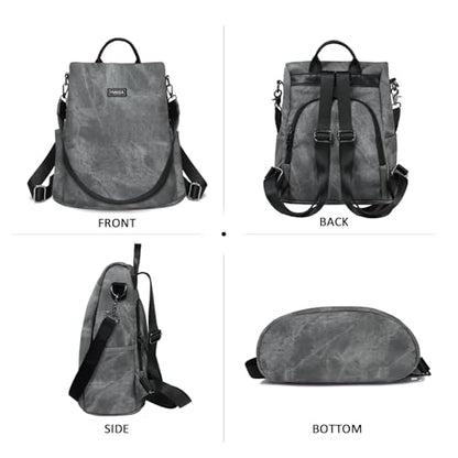 Fmeida Convertible Backpack Purse for Women Anti Theft Travel Backpack Grey - color: Grey