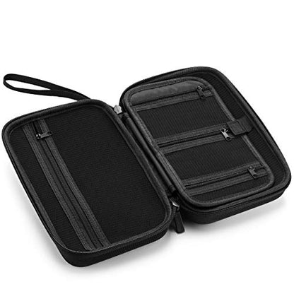 Caseling Hard EVA Electronics Travel Organizer – Shockproof Protective Carrying Case for Chargers, Power Banks & Cables – Compact 9.5” x 5.7” Travel Storage with Wrist Strap, Black - size: 9.5 x 5.7 x 2.8 inches