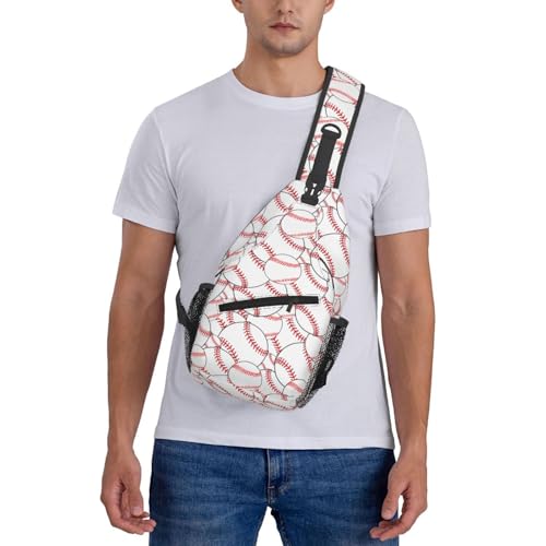 Sling Backpack For Men Hiking Daypack Crossbody Shoulder Bag Travel Chest Pack - color: Baseball Pattern