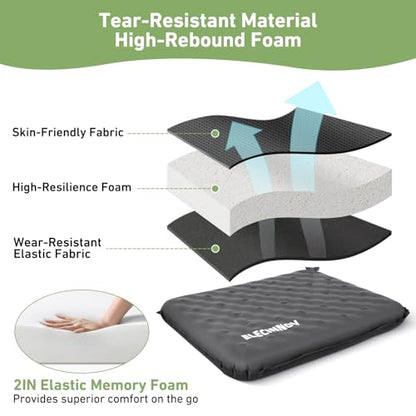 Inflatable Seat Cushion, Self Inflating Compact Stadium Seat Cushion - color: Gray-1pack