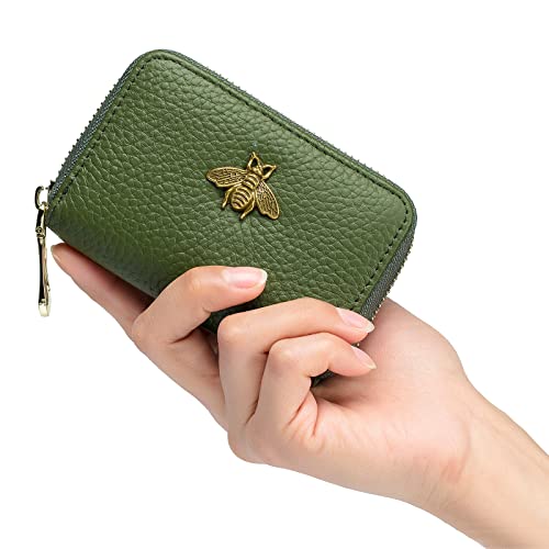 imeetu RFID Credit Card Holder, Small Card Wallet Women, Leather Card Case - color: Lite - Olive Green, size: Lite