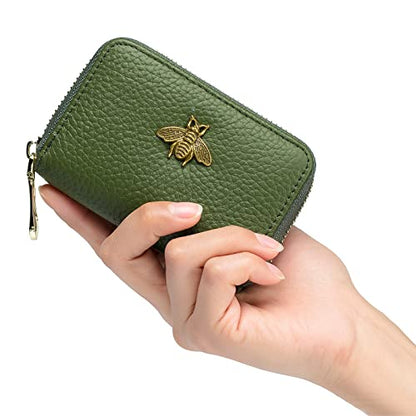 imeetu RFID Credit Card Holder, Small Card Wallet Women, Leather Card Case - color: Lite - Olive Green, size: Lite