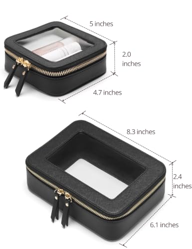 Popvibe Clear Makeup Bag with Zipper, Set of 2, Mini and Medium, Black - color: Black, style: Mini & Medium