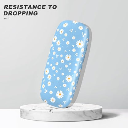 Eyeglasses Case, Hard Shell Protective Case for Glasses, Unisex for Women Men - color: Blue Daisy