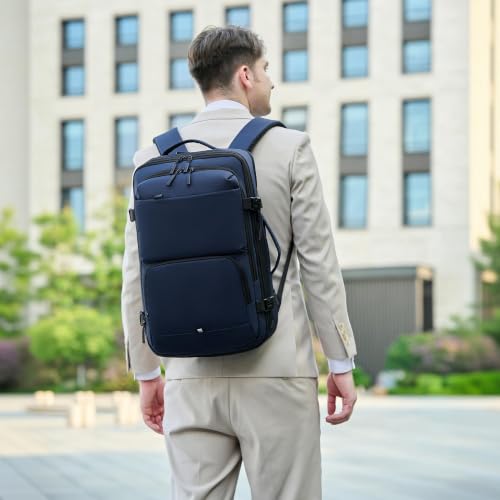 BAGOK Carry On Travel Backpack, 35L-40L Expandable Extra Large Airline Approved,Lightweight Daypack for Men and Women（Blue） - color: Blue, size: Large