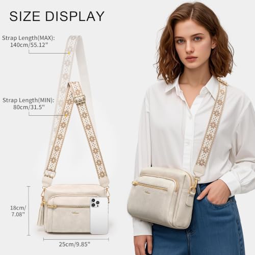 Vegan Leather Crossbody Bags for Women Anti theft Purses and Handbag - color: Beige
