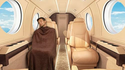 BlueHills Premium Soft Travel Blanket Pillow Air Plane Essentials - Brown - color: Brown-1pk-t009