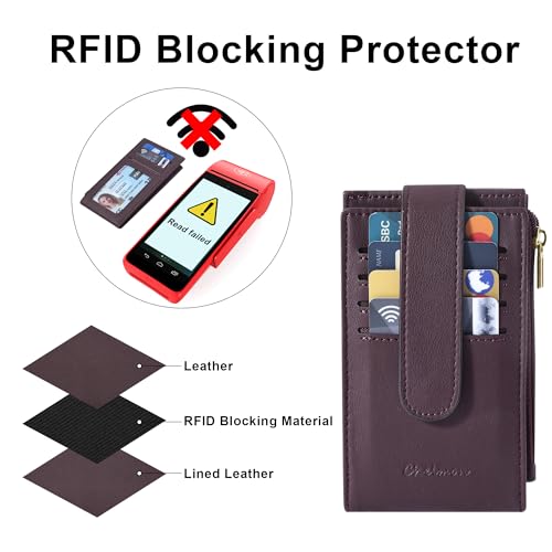 Chelmon Women's RFID Slim Card Holder Wallet - color: Wine Red1