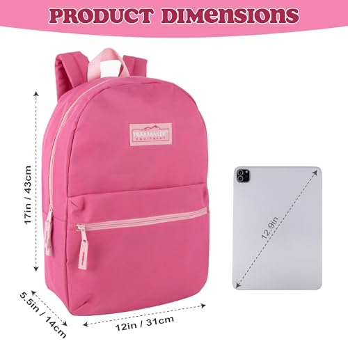 Trail maker Classic 17 inch Backpacks with Adjustable Padded Straps | School Backpacks for Girls, Boys - color: Pink