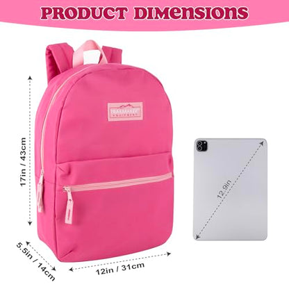 Trail maker Classic 17 inch Backpacks with Adjustable Padded Straps | School Backpacks for Girls, Boys - color: Pink