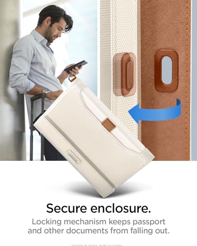 Spigen Life Passport Card Cover Holder, RFID Blocking - color: Dune Beige