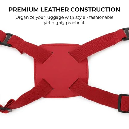 Luggage Straps, Luggage Bungee Strap, Travel Bag Bungee Belt for Suitcases, Elastic Adjustable Suitcase Strap with Buckles, Red - color: Red, size: Figure 9 Buckle