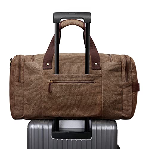 S-ZONE Canvas Travel Duffel Bag Weekend Overnight Bag for Men and Women - color: Coffee, size: X-Large