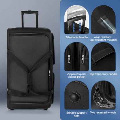 22'' Large Rolling Duffle Bag w/Wheels and Handle - size: 22in