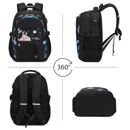 ACESAK Astronaut Backpack for Boys - Boy Backpack Schoolbag with Lunch Bag - color: Black