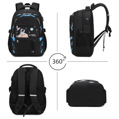 ACESAK Astronaut Backpack for Boys - Boy Backpack Schoolbag with Lunch Bag - color: Black