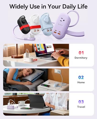 ORICO 65W GaN Travel Power Strip, 7 in 1 Charging Station(3AC, 4 USB Ports) - color: Blue