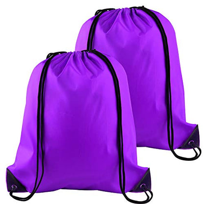 KUUQA 2Pcs Drawstring Backpack Bags, Purple | Sports Cinch Sack, String Backpack, Storage Bags, For Gym Traveling - color: Purple
