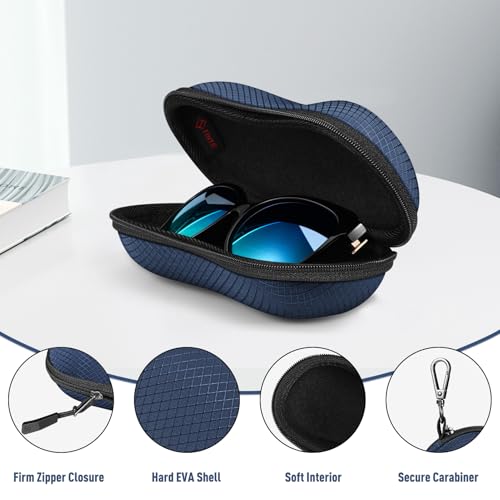 FINTIE Sunglasses Case, Hard EVA Shell Shockproof Sport Glasses Case - color: Dark Blue
