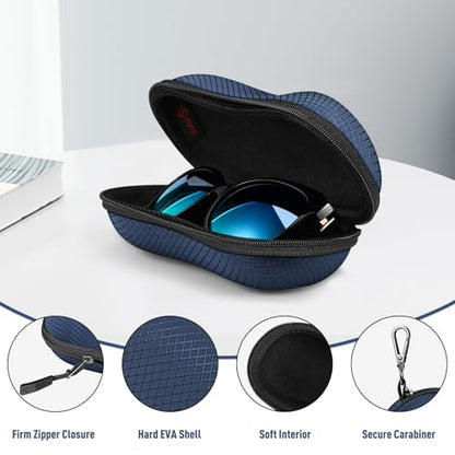FINTIE Sunglasses Case, Hard EVA Shell Shockproof Sport Glasses Case - color: Dark Blue