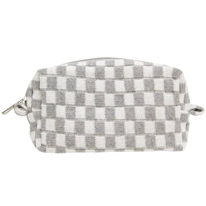 PAZIMIIK Checkered Makeup Bag for Purse, Small Travel Cosmetic Pouch,Grey - color: Grey