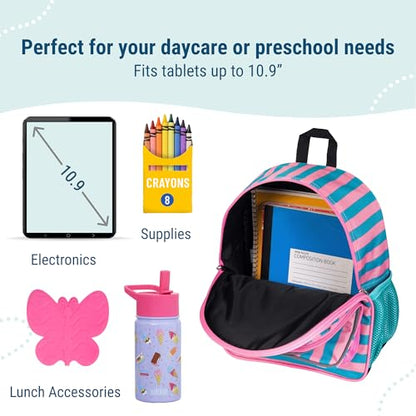 Wildkin 12 Inch Toddler Backpack for Kids, Pink Stripes - color: Pink Stripes