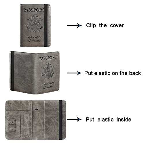 Passport Holder, Travel Essentials, Passport Cover, RFID Travel Wallet - color: 113#Grey