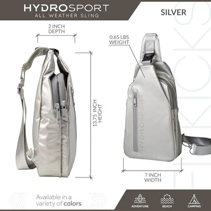 FITKICKS Hydrosport Sling Unisex Crossbody Travel Bag - color: Silver