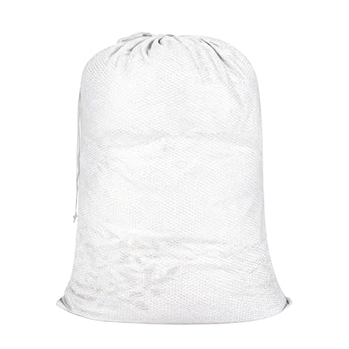 Mesh Laundry Bag, 24 x 36 in Heavy Duty Drawstring Wash Bag for Delicates, Reusable Machine Washable Sack for Home and Travel, White - color: White
