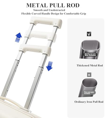 feilario Hardside Carry On Luggage, 70/30 Deep Compartment Design - color: White
