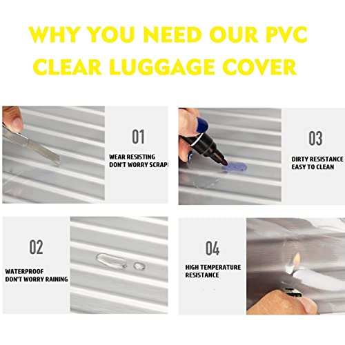 Clear PVC Suitcase Cover Protectors Transparent Luggage Cover Waterproof Wheeled Suitcase Dust Cover Dustproof Travel Luggage Sleeve Protector (30") - size: 30"