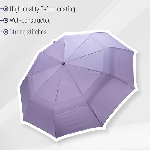 Mr. Pen- Windproof Travel Umbrella, Small Water-Resistant Automatic Folding Umbrella for Rain and Sun, Light, Compact and Portable for Women & Men, Fits Car & Backpack - color: Purple
