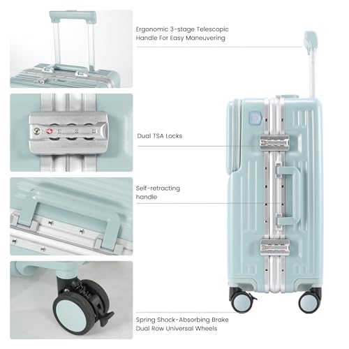 20" Carry-On with Front Pocket, USB Port & TSA Lock - color: Blue