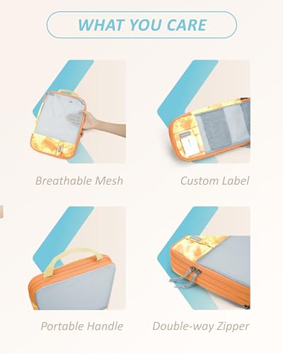 BAGSMART Compression Packing Cubes for Travel Essentials - color: Tie-dye Sunset, size: Set of 6