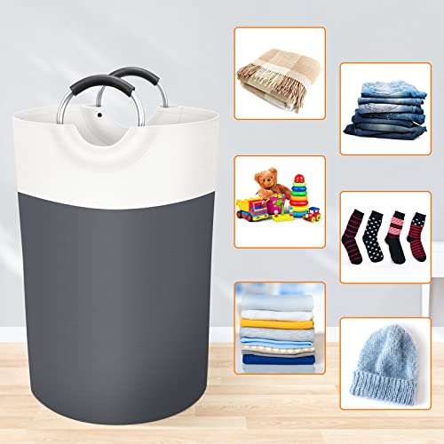 BlissTotes 75L Laundry Basket, Freestanding Collapsible Hamper, Gray - color: Gray, size: 75L