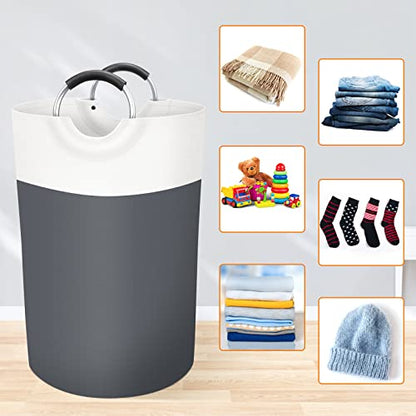 BlissTotes 75L Laundry Basket, Freestanding Collapsible Hamper, Gray - color: Gray, size: 75L