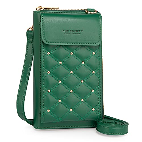 Montana West Crossbody Cell Phone Purse for Women RFID Blocking Cellphone Wallet | Multiple Card Slots, Quilted Phone Bag, Fits Phones Up to 6.9" with Case, Lightweight Everyday Carry, Work to Weekend - color: Dark Green