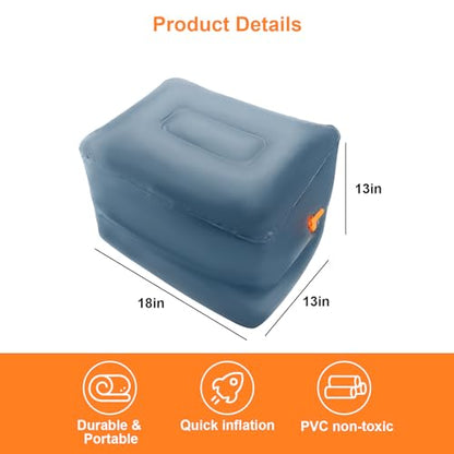 Inflatable Foot Rest Inflatable Travel Foot Rest Pillow Car Seat Footrest for Long Trips Inflatable Stool Compact and Portable Travel Essentials Suitable for Airplane, Car, Home, Office, Campsite