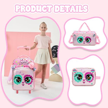 Kids Luggage with Wheels Suitcases Travel Softside Suitcases 16" Carry on Suitcase with Duffle Bag Luggage Sets Airline Approved - color: Pink