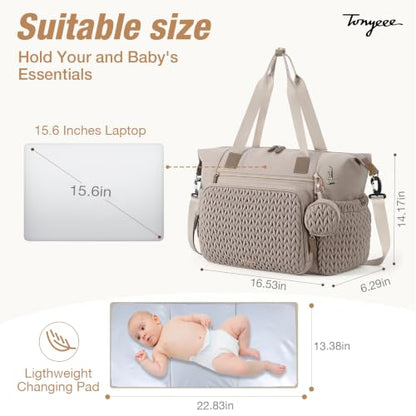 Diaper Bag Tote, Large Baby Hospital Bag for Labor Delivery Mom - color: Taupe