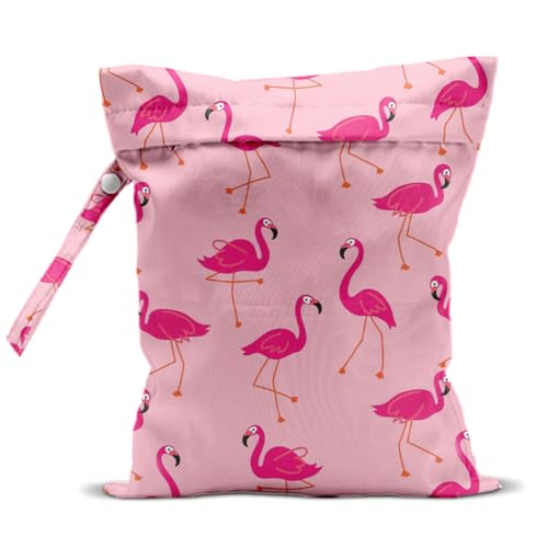 Pink Flamingo Wet Bags, Flamingo Gifts Waterproof Travel Laundry Bags - color: Pink Flamingo