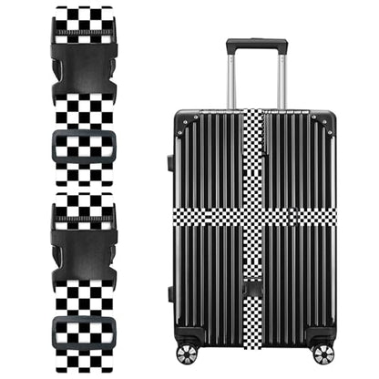 Nuxovilar Luggage Straps of 2 Set Black and White Checkerboard 1.96x70.86in - color: YCC01250, size: 1.96"x70.86"