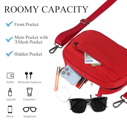 MAXTOP Small Crossbody Bags for Women Belt Bag Fanny Pack with Adjustable Strap - color: Red, style: Small Crossbody Bag